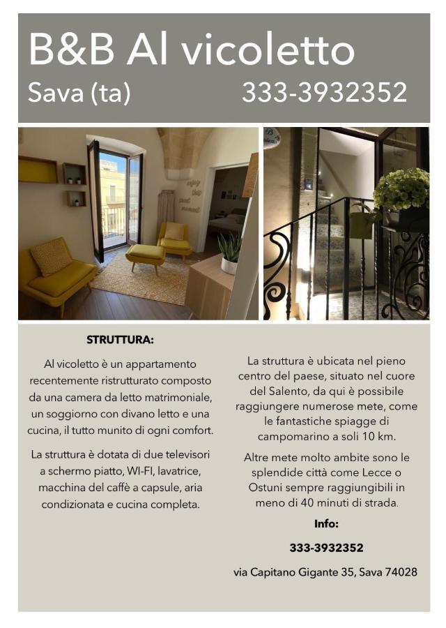 Al Vicoletto Bed and Breakfast Sava Exteriör bild